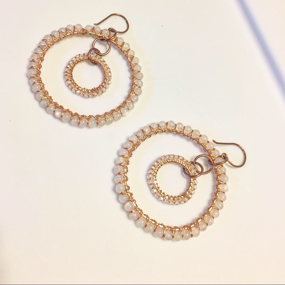 Handmade Bohemian natural stone earrings